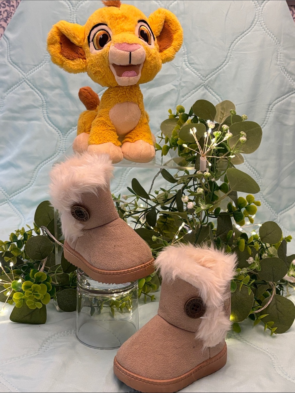 Cozy Faux Fur Toddler Boots - Blush Taupe